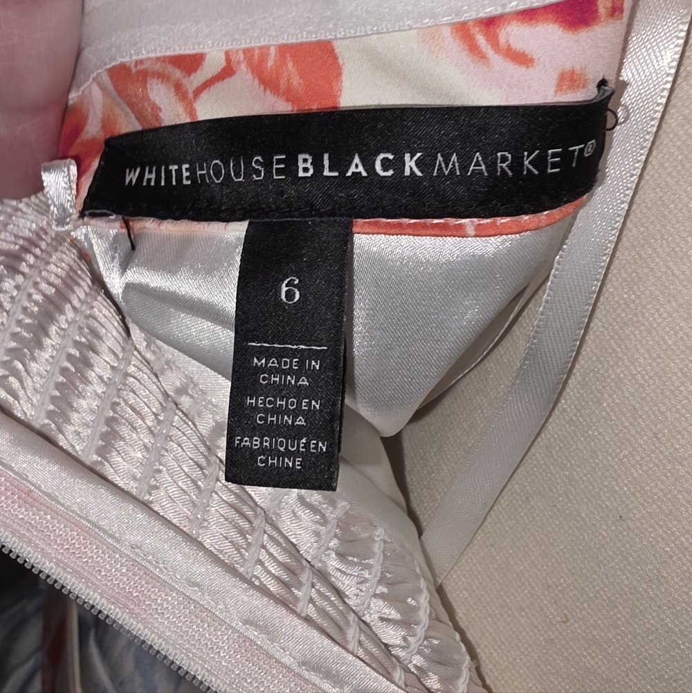 White House Black Market Multicolor Fresh Soft Cotton Strapless Dress Sz 6 - Picture 9 of 16